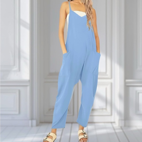 Women's Light Blue Jumpsuit - Picture 4 of 5
